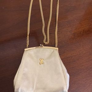 Vintage Gold Leather Paloma Picasso X Gold Chain Crossbody Classic Purse Bag
